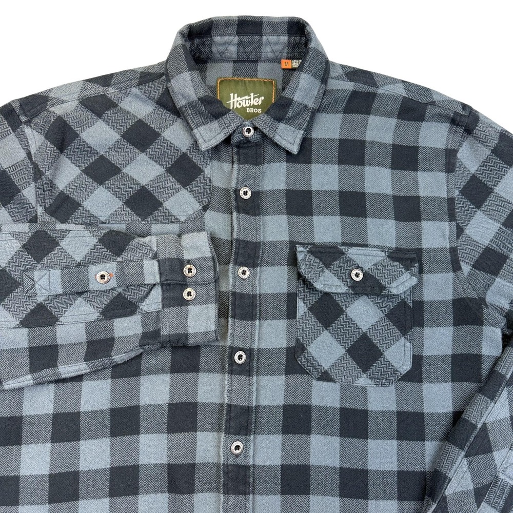 Howler Bros Shirt‎ Mens Medium Gray Plaid Flannel Long Sleeve Button Up Casual